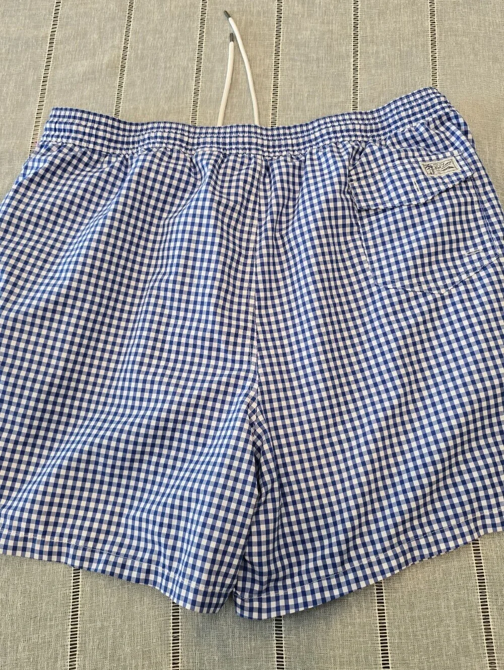 Polo Ralph Lauren Mens Gingham Swim Trunks Blue White 2xB